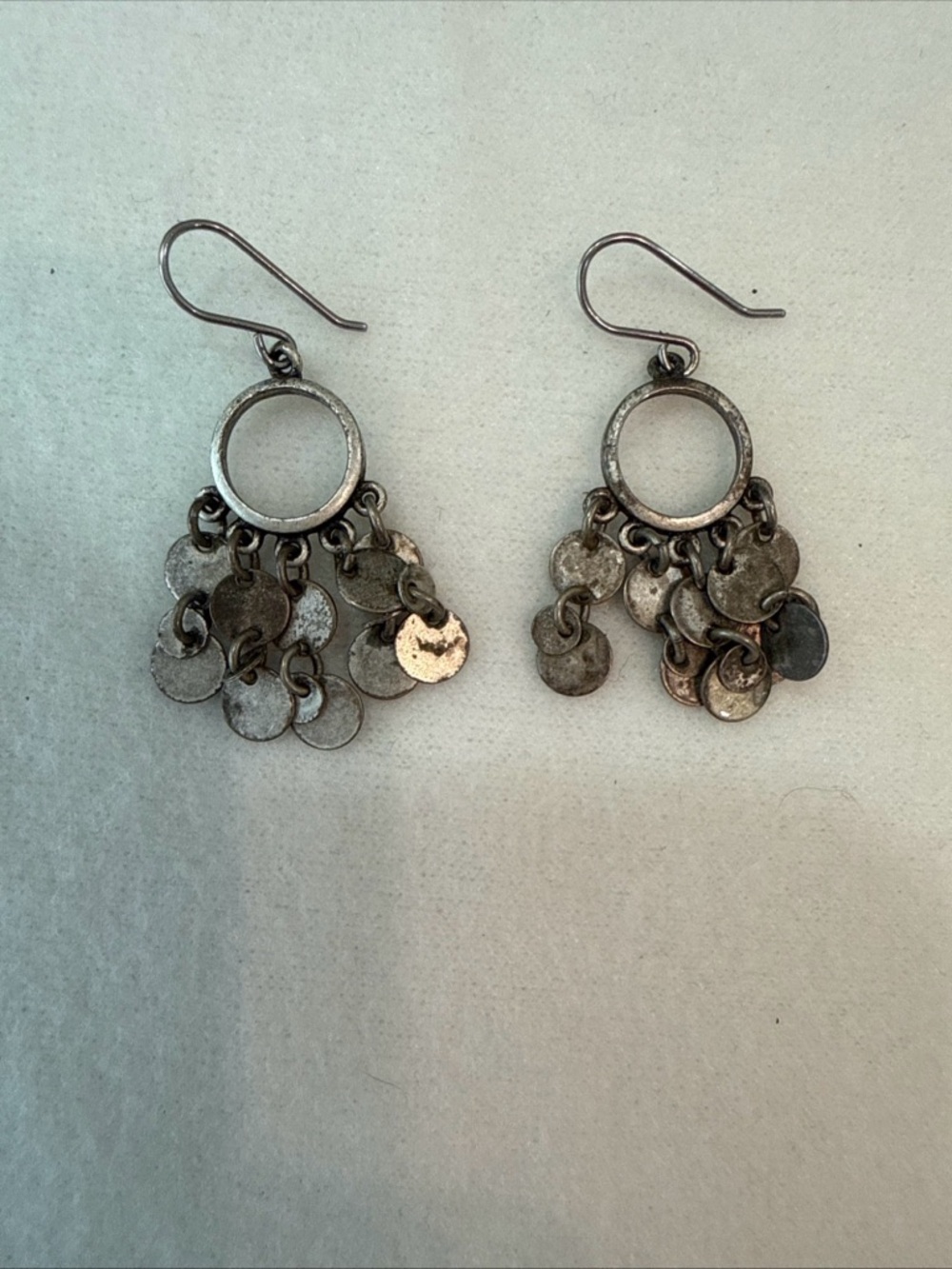 Silver Disc Dangle Earrings - Charming Layered Design